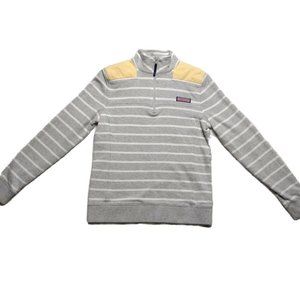 Vineyard Vines Size XS Yellow Gray White Shep Shirt Top Striped 1/4 Zip